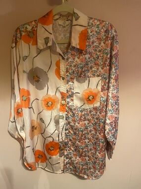 Women’s Orange Floral Button-Up Shirt